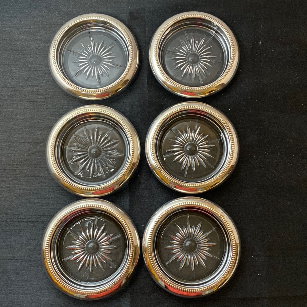 Set of 6 Silver Rimmed Coasters
